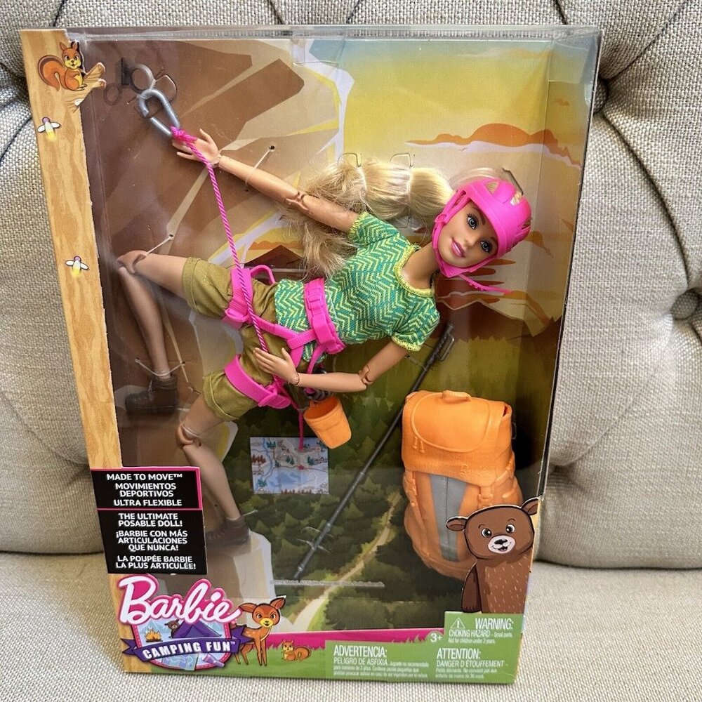 Barbie Camping Fun Made to Move Rock Climber Articulated Doll Mattel 2017 NIB